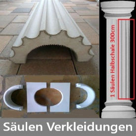Leichtbausäulen Bögen Pilaster Tympanon Styroporstuck mit zementärer Oberfläche Säulenverkleidungen